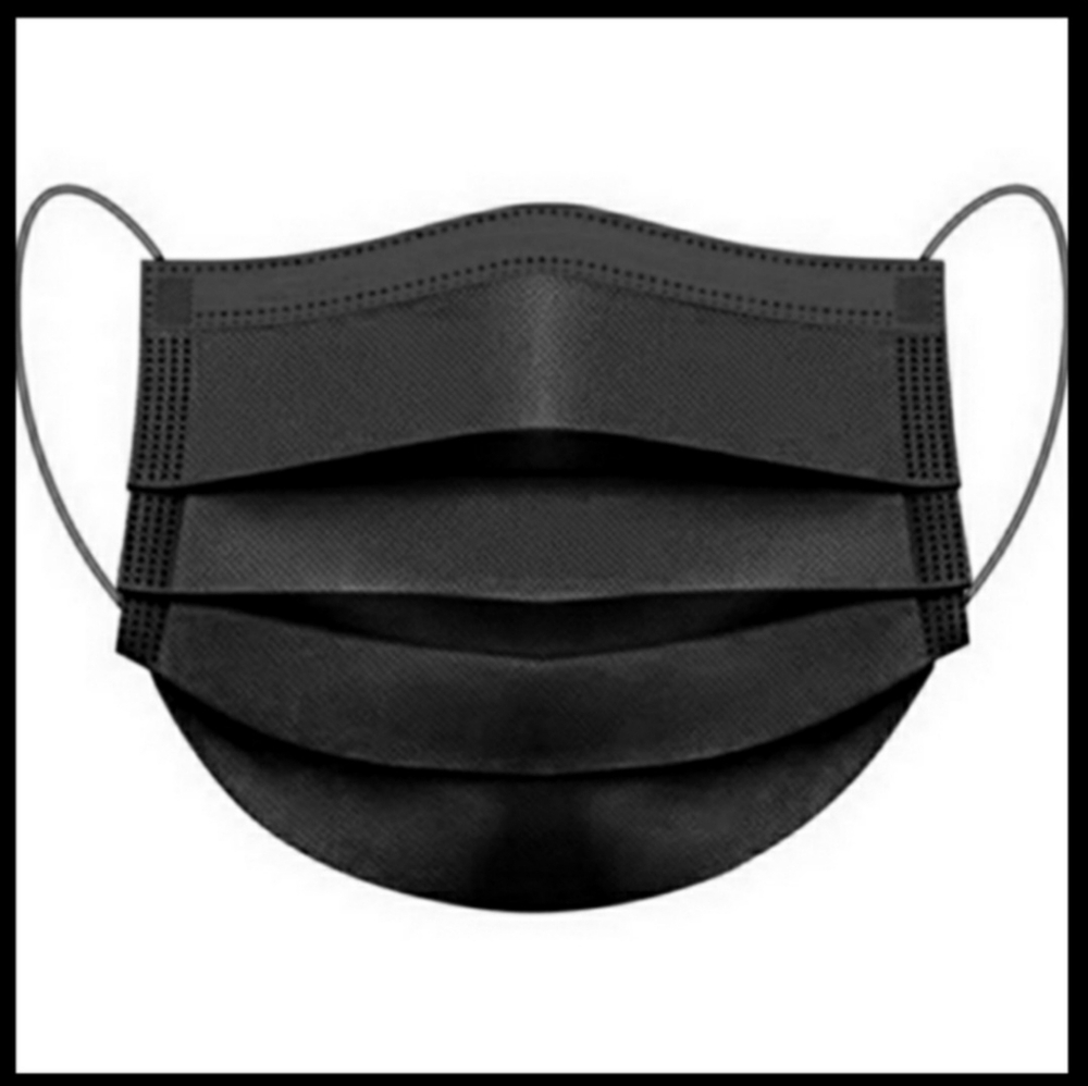 250 Count Adult Disposable Face Masks, Black, Comfortable for Women/Men